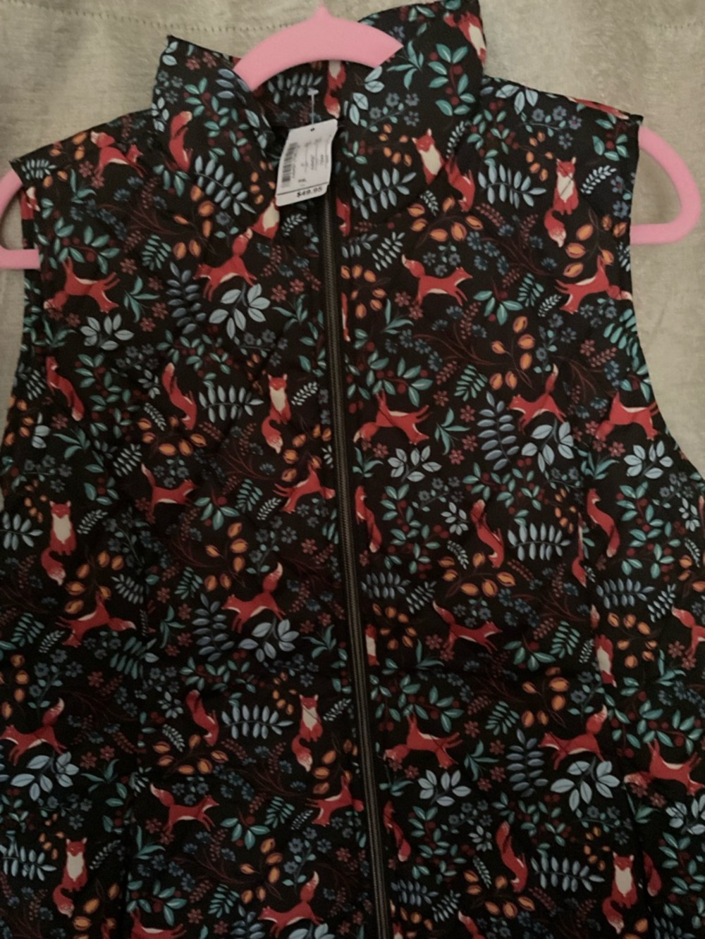 CHRISTOPHER & BANKS Fox Print Zip-Front Vest P/XL